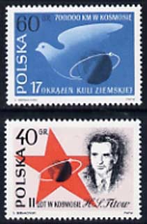 Poland 1961 2nd Russian Manned Space Flight set of 2 unmounted mint, SG 1249-50