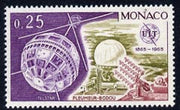Monaco 1965 Telstar 25c unmounted mint, from ITU Centenary set, SG 823