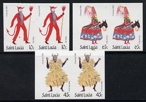 St Lucia 1985 Christmas set of 3 each in unmounted mint imperf pairs (SG 854-56var)