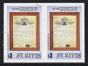 St Kitts 1985 Masonic Lodge $3 (Lodge Charter) unmounted mint imperf pair (SG 180var)