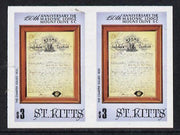 St Kitts 1985 Masonic Lodge $3 (Lodge Charter) unmounted mint imperf pair (SG 180var)