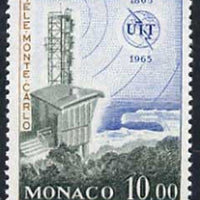 Monaco 1965 Monte Carlo television transmitter 10f unmounted mint, from ITU Centenary set, SG 830