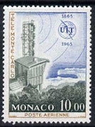 Monaco 1965 Monte Carlo television transmitter 10f unmounted mint, from ITU Centenary set, SG 830
