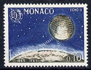 Monaco 1965 Echo 2 satellite 10c unmounted mint, from ITU Centenary set, SG 820