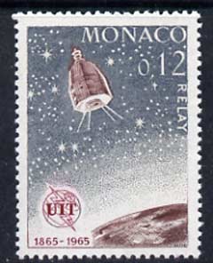 Monaco 1965 Relay satellite 12c unmounted mint, from ITU Centenary set, SG 821
