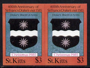 St Kitts 1985 Christmas (Sir Francis Drake) $3 (Drake's Heraldic Shield) imperf pair unmounted mint (SG 184var)