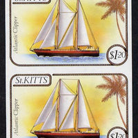 St Kitts 1985 Ships $1.20 (Atlantic Clipper Schooner) imperf pair (SG 174var)