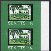 St Kitts 1985 Batik Designs 2nd series 15c (Bus) imperf pair unmounted mint, SG 169var. NOTE - this item has been selected for a special offer with the price significantly reduced