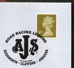 Postmark - Great Britain 2005 cover celebrating Mororcycles with illustrated Goodworth cancel (showing AJS logo)