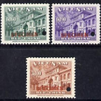 Vietnam 1956 Entry into UPU set of 3 each with small security puncture and overprinted SPECIMEN, from the single ABNCo archive sheet, unmounted mint & exceptionally rare