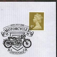 Postmark - Great Britain 2005 cover celebrating Mororcycles with illustrated Stevenage cancel (showing a Vincent Black Shadow)