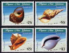 Papua New Guinea 2000 Sea Shells perf set of 4 unmounted mint, SG 873-76