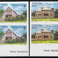 Nevis 1985 Christmas Churches set of 4 each in unmounted mint imperf pair (SG 348-51var)
