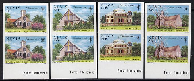 Nevis 1985 Christmas Churches set of 4 each in unmounted mint imperf pair (SG 348-51var)