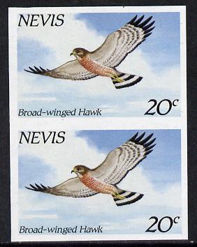 Nevis 1985 Hawks & Herons 20c (Broad Winged Hawk) imperf pair (SG 265var) unmounted mint