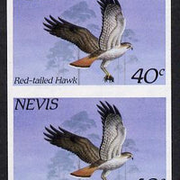 Nevis 1985 Hawks & Herons 40c (Red Tailed Hawk) imperf pair (SG 266var) unmounted mint