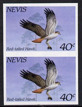Nevis 1985 Hawks & Herons 40c (Red Tailed Hawk) imperf pair (SG 266var) unmounted mint