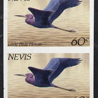 Nevis 1985 Hawks & Herons 60c (Little Blue Heron) imperf pair (SG 267var) unmounted mint