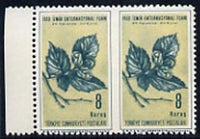 Turkey 1950 Int Fair 8k Hazel Nut unmounted mint horiz pair imperf between