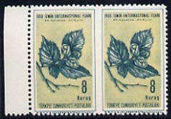 Turkey 1950 Int Fair 8k Hazel Nut unmounted mint horiz pair imperf between