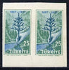 Turkey 1957 Forestry 25k imperf proof pair without labels