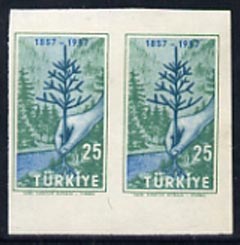 Turkey 1957 Forestry 25k imperf proof pair without labels