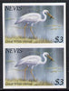 Nevis 1985 Hawks & Herons $3 (Great Blue Heron) imperf pair (SG 268var) unmounted mint