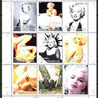 Turkmenistan 1999 Marilyn Monroe perf sheetlet containing complete set of 9 values unmounted mint
