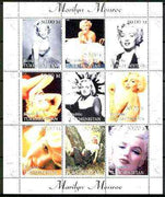 Turkmenistan 1999 Marilyn Monroe perf sheetlet containing complete set of 9 values unmounted mint