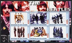 Ivory Coast 2003 The Beatles #1 perf sheetlet containing set of 6 values unmounted mint