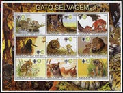 Angola 2000 Big Cats perf sheetlet containing set of 9 values (horiz format) each with Rotary & Scouts Logos, unmounted mint