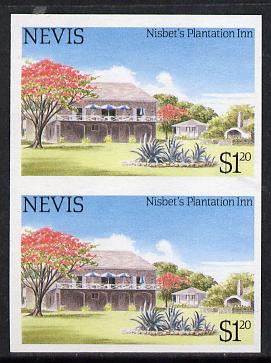 Nevis 1985 Tourism (2nd series) $1.20 (Nisbet's Plantation Inn) imperf pair (SG 247var) unmounted mint