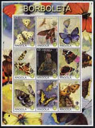 Angola 2000 Butterflies perf sheetlet #01 containing set of 9 values each with Rotary & Scouts Logos, unmounted mint