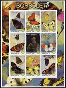 Angola 2000 Butterflies imperf sheetlet #02 containing set of 9 values each with Rotary & Scouts Logos, unmounted mint