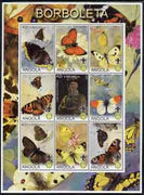 Angola 2000 Butterflies perf sheetlet #02 containing set of 9 values each with Rotary & Scouts Logos, unmounted mint