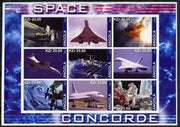 Angola 2002 Concorde & Space imperf sheetlet containing set of 9 values unmounted mint