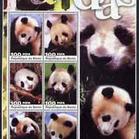 Benin 2003 Pandas large perf sheetlet containing set of 6 values unmounted mint