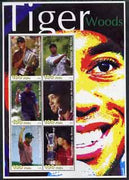 Benin 2003 Tiger Woods large perf sheetlet containing set of 6 values unmounted mint