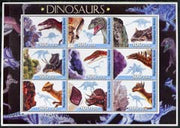 Benin 2003 Dinosaurs #05 large perf sheetlet containing set of 9 values unmounted mint