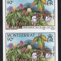Montserrat 1985 Sea Island Cotton 90c (Cotton Plants) imperf pair unmounted mint as SG 645var