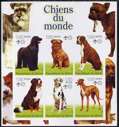 Benin 2002 World of Dogs imperf sheetlet containing set of 6 values each with Scout Logo unmounted mint