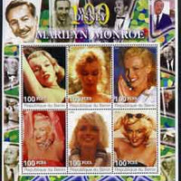 Benin 2002 Birth Centenary of Walt Disney featuring Marilyn Monroe perf sheetlet containing set of 6 values unmounted mint