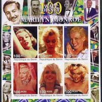 Benin 2002 Birth Centenary of Walt Disney featuring Marilyn Monroe imperf sheetlet containing set of 6 values unmounted mint