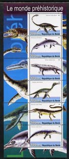 Benin 2003 Dinosaurs #08 perf sheetlet containing 6 values unmounted mint