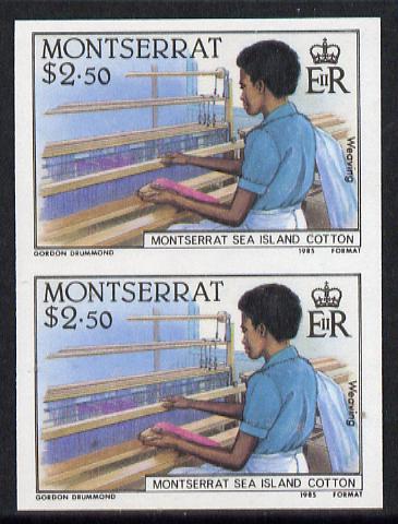 Montserrat 1985 Sea Island Cotton $2.5 (Weaving with Hand Loom) imperf pair (SG 648var)