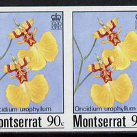 Montserrat 1985 Orchids 90c (Oncidium urophyllum) imperf pair (SG 631var)