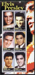 Benin 2003 Elvis Presley #03 perf sheetlet containing set of 6 values unmounted mint