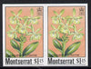 Montserrat 1985 Orchids $1.15 (Eppidendrum difforme) imperf pair (SG 632var)