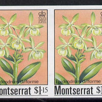 Montserrat 1985 Orchids $1.15 (Eppidendrum difforme) imperf pair (SG 632var)
