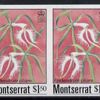 Montserrat 1985 Orchids $1.50 (Eppidendrum ciliare) imperf pair (SG 633var)